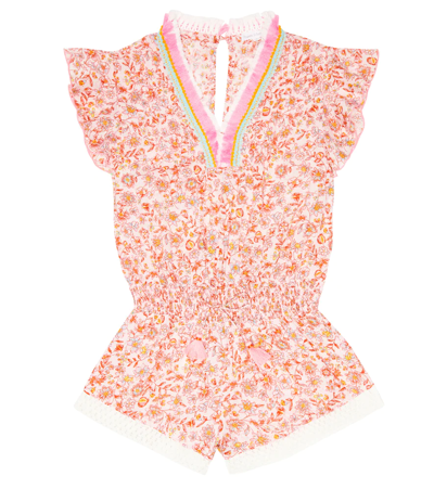 Poupette St Barth Sasha Floral Playsuit In Pink Magnolia