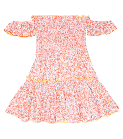 Poupette St Barth Aurora Floral Cotton Dress In Pink Magnolia
