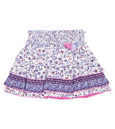 Shop Poupette St Barth Ariel Floral Skirt In Blue Magnolia Mxb