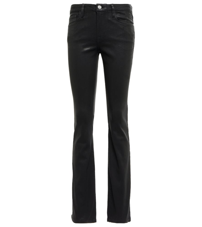 Shop Frame Le Mini Boot Mid-rise Jeans In Noir Coated
