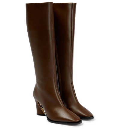 Zimmermann Crescent Leather Knee-high Boots In Khaki | ModeSens