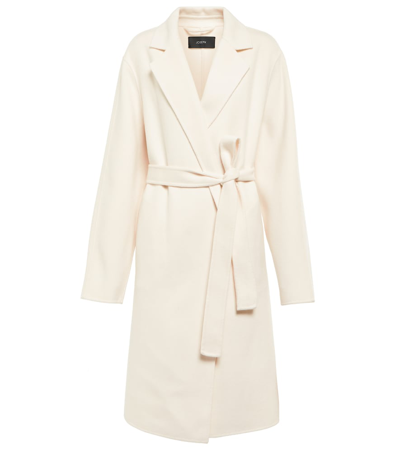 Shop Joseph Cenda Wool And Cashmere Wrap Coat In Ivory