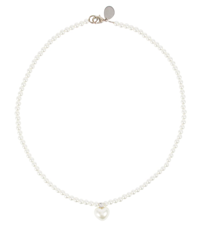 Shop Simone Rocha Faux Pearl Necklace In Crystal/pearl