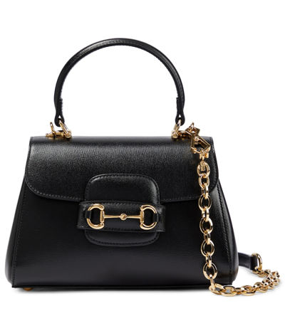 Shop Gucci Horsebit 1955 Leather Tote Bag In Black