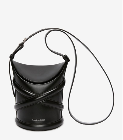 Shop Alexander Mcqueen Leather The Curve Bag In Black