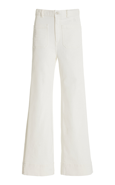 Shop Jeanerica St Monica Cropped Stretch High-rise Flared-leg Jeans In White