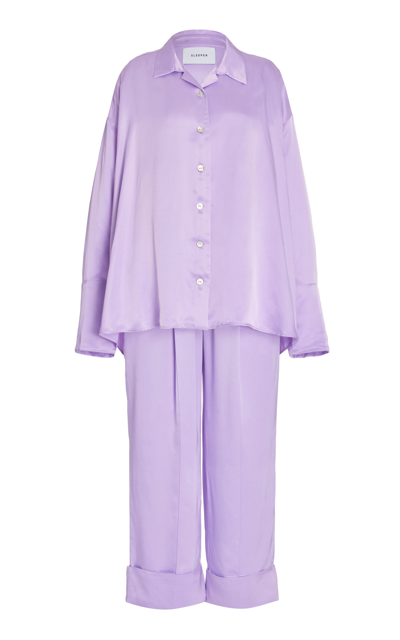 Shop Sleeper Women's Sizeless Satin Pajama Set In Purple