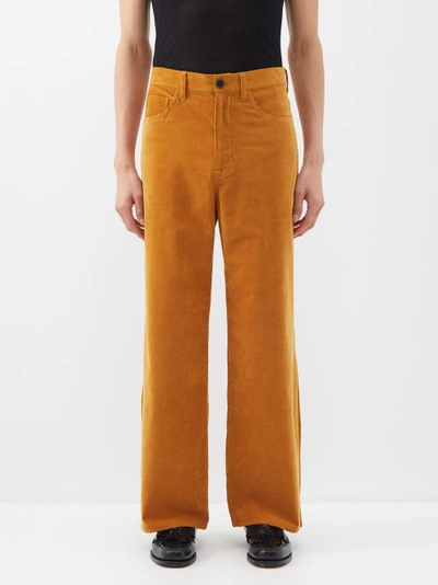 Flared Velvet Trousers In Beige