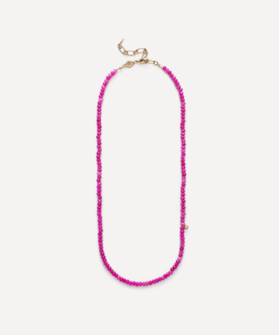 Shop Anni Lu 18ct Gold-plated Pump Up The Jam Bead Necklace In Fuchsia