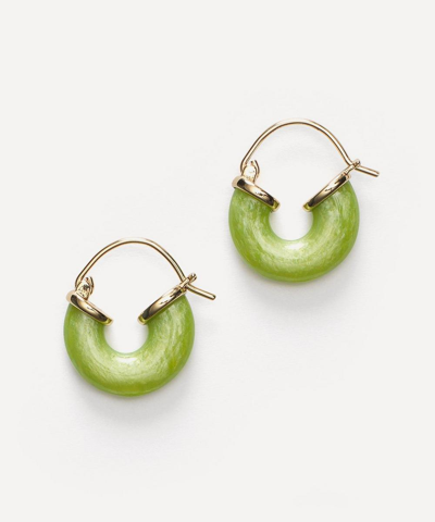 Shop Anni Lu 18ct Gold-plated Petit Swell Hoop Earrings In Green