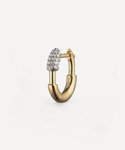 Otiumberg Gold Plated Vermeil Silver Small Pave Staple Hoop Earring In Gold