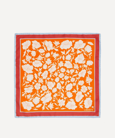 Shop Liberty Women's Poppy And Daisy 45x45 Silk Twill Scarfpoppy And Daisy Silk Scarf In Orange