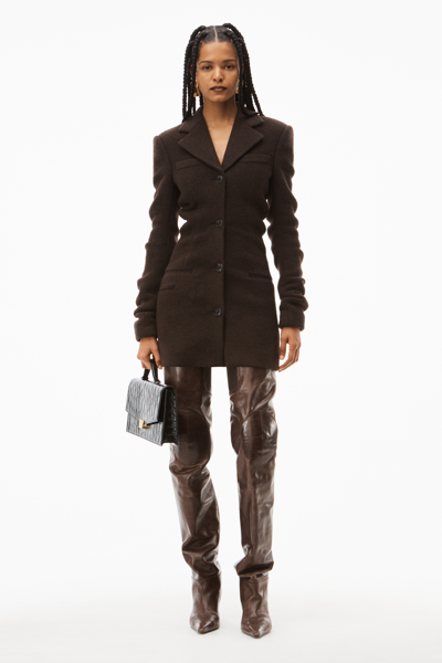 Shop Alexander Wang Fitted Jacket In Stretch Wool In Cola