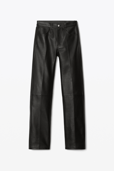 Shop Alexander Wang Mid Rise Stacked Pant In Moto Leather In Black