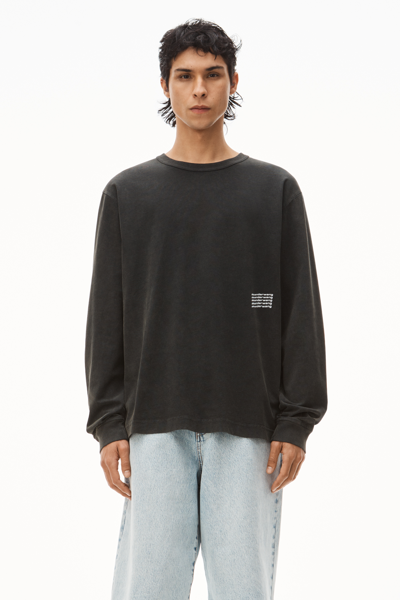 Shop Alexander Wang Long-sleeve Tee In Acid Wash Jersey In Acid Black