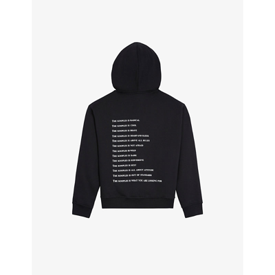 Shop The Kooples Womens Bla01 Logo-print Cotton Hoody In Black