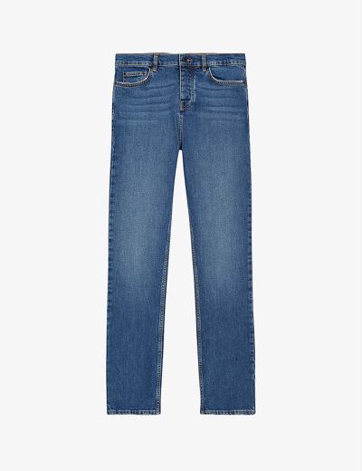 Shop The Kooples Men's Blue6 Slim-fit Faded Stretch-denim Jeans