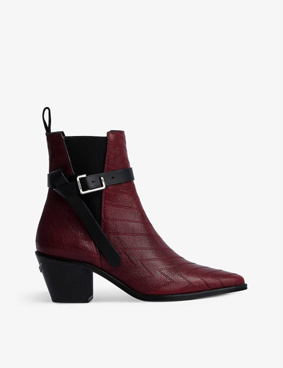 Shop Zadig & Voltaire Zadig&voltaire Women's Lies Tyler Stitch-detail Leather Ankle Boots