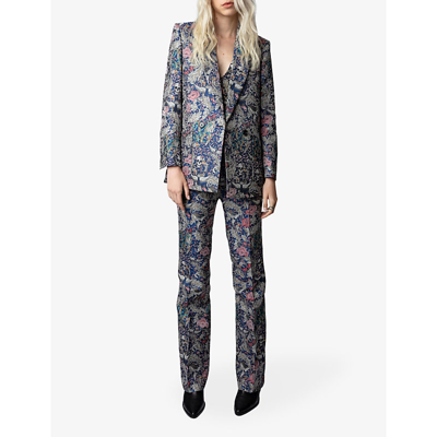 Zadig & Voltaire Patterned-jacquard Double-breasted Blazer In Flag |  ModeSens
