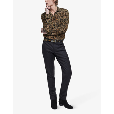Shop The Kooples Slim-fit Straight-leg Wool Suit Trousers In Black