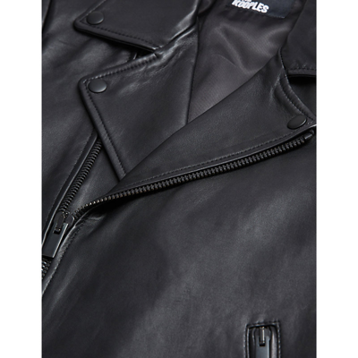 Shop The Kooples Women's Bla01 Notched-collar Leather Biker Jacket