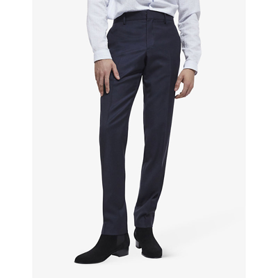 The Kooples Front Crease Mid-rise Slim-fit Wool Trousers In Nav03