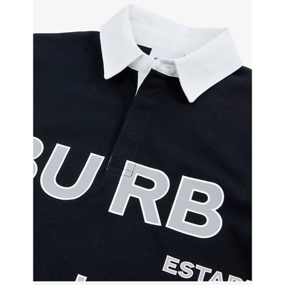 Shop Burberry Boys Black Kids Jessy Brand-print Cotton-jersey Polo Shirt 3-14 Years