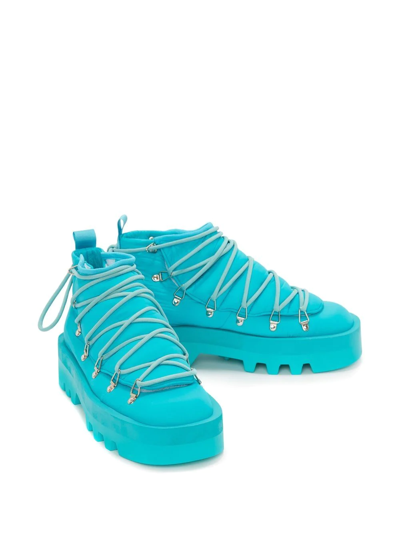 Shop Jw Anderson Padded Lace-up Boots In Blue