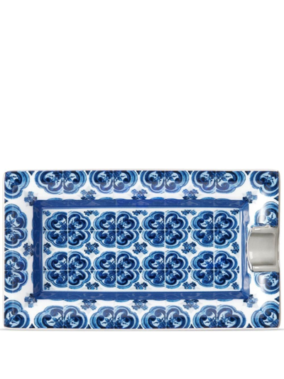 Shop Dolce & Gabbana Patterned Porcelain Ashtray In Blue