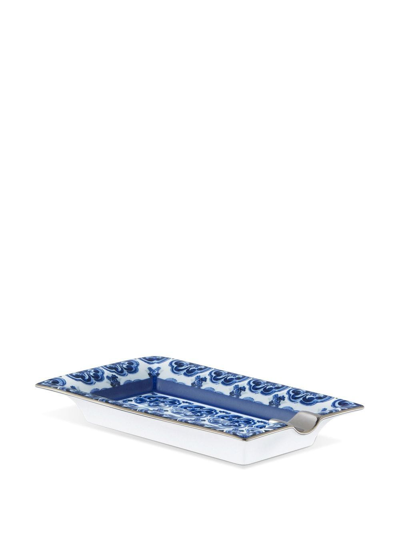 Shop Dolce & Gabbana Patterned Porcelain Ashtray In Blue