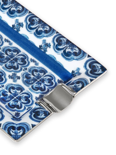 Shop Dolce & Gabbana Patterned Porcelain Ashtray In Blue