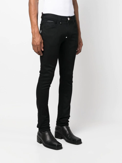 Shop Philipp Plein Skinny Fit Jeans In Black