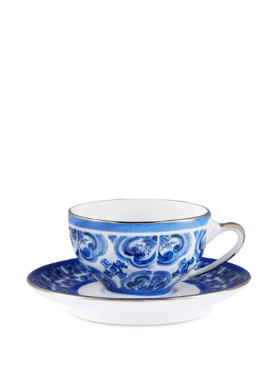 Shop Dolce & Gabbana Blu Mediterraneo Espresso Set In White