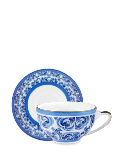 Shop Dolce & Gabbana Blu Mediterraneo Espresso Set In White