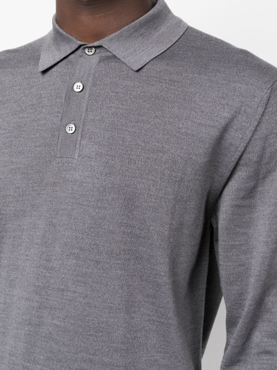 Shop Zanone Virgin Wool Blend Polo Shirt In Grey