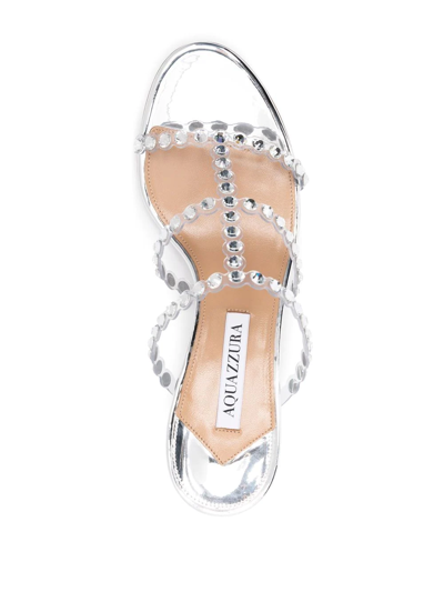 Aquazzura Women's Tequila Embellished Plexi Mules In Silber
