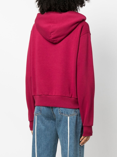 Shop Woolrich Logo-embroidered Fleece Hoodie In Rosa