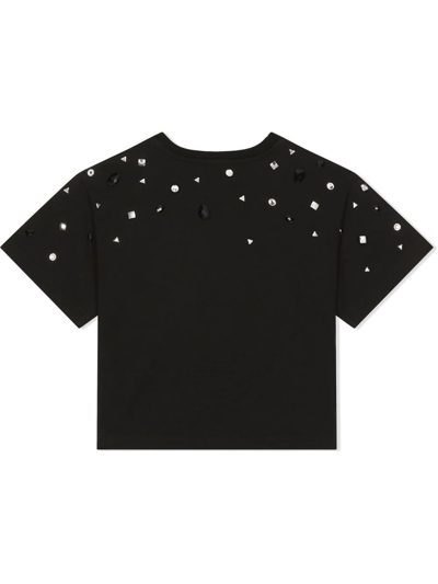 Shop Dolce & Gabbana Embellished Logo-print T-shirt In Black