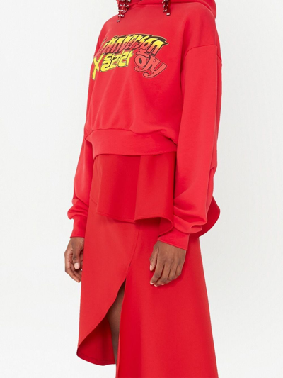 Shop Jw Anderson Run Hany Cropped Cotton Hoodie In Red