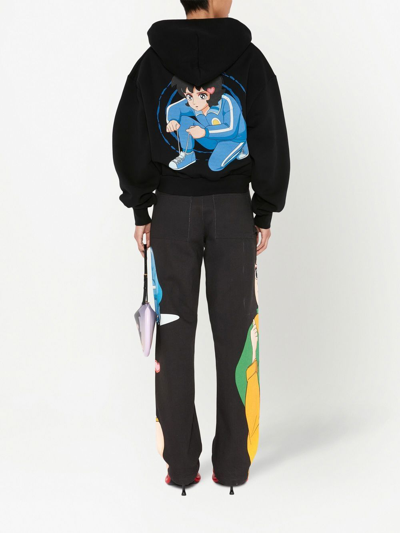 Shop Jw Anderson X Run Hany Printed Cropped Hoodie In Schwarz