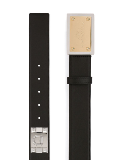 Shop Dolce & Gabbana Logo-buckle Leather Belt In Black