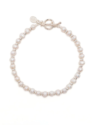 Shop Dower & Hall Timeless Pearl Halo Bracelet In White