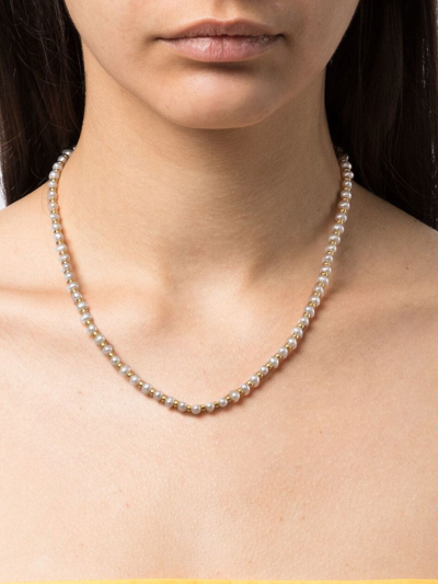 Dower & Hall Gold-plated Silver Pearl Necklace In White