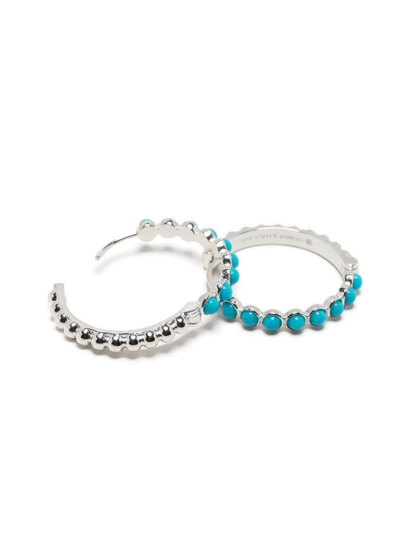 Dower & Hall Medium Azure Turquoise Huggie Hoops In Silver