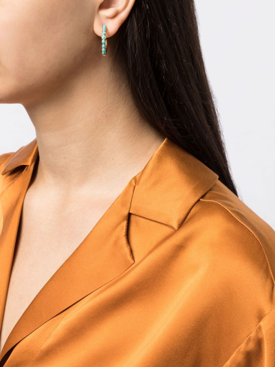 Dower & Hall Medium Azure Turquoise Huggie Hoops In Gold