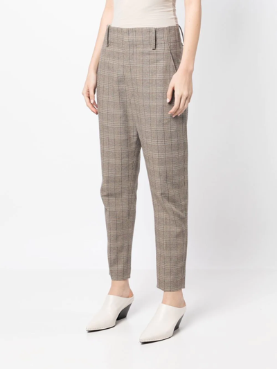 Shop Isabel Marant Check-print Tapered Trousers In Brown