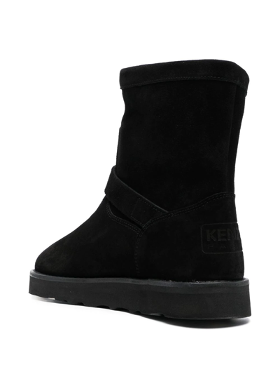 Shop Kenzo Buckle-detail Suede Boots In Black