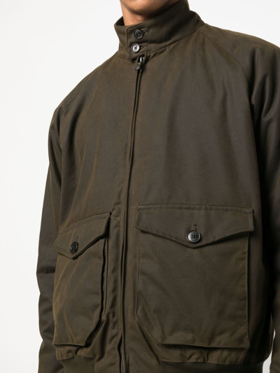 Shop Baracuta Flap-pocket Cotton Bomber Jacket In Green