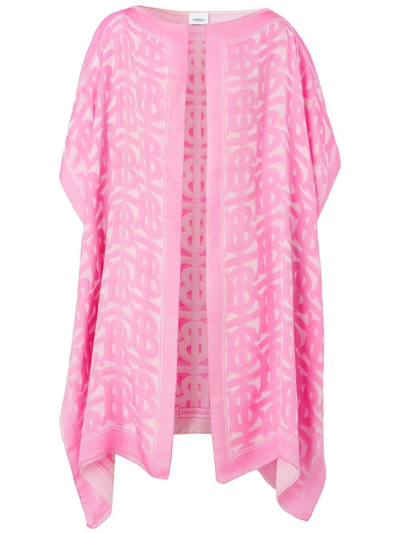 Burberry Tb Monogram Silk Cape In Bubblegum Pink | ModeSens