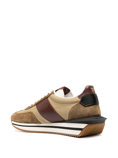 Tom Ford Brown Low-top Tech Suede Sneakers In Multicolor | ModeSens